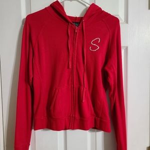 Red zip up jacket bedazzled S
